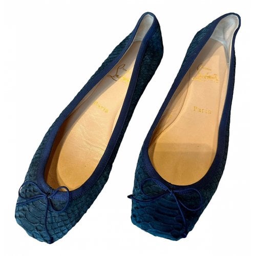 Pre-owned Christian Louboutin Leather Ballet Flats In Navy