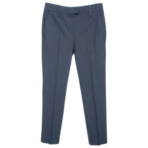 Pre-owned Brunello Cucinelli Wool Straight Pants In Navy