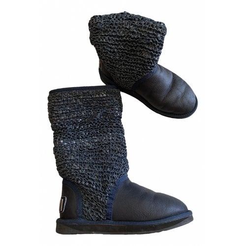 Pre-owned Australia Luxe Leather Snow Boots In Navy