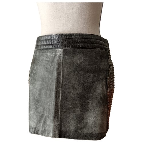 Pre-owned American Retro Leather Mini Skirt In Anthracite