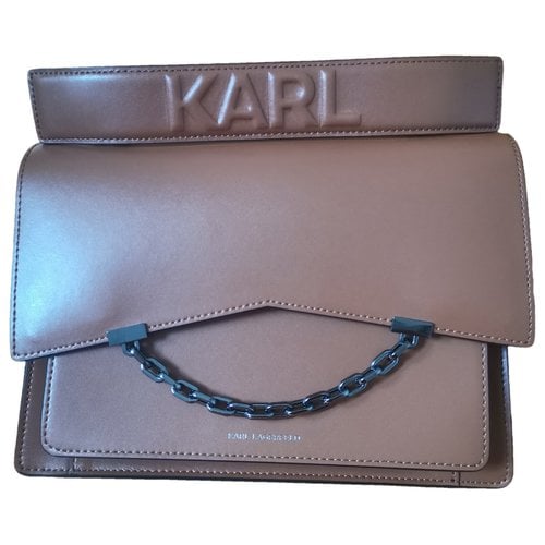 Pre-owned Karl Lagerfeld Leather Handbag In Brown