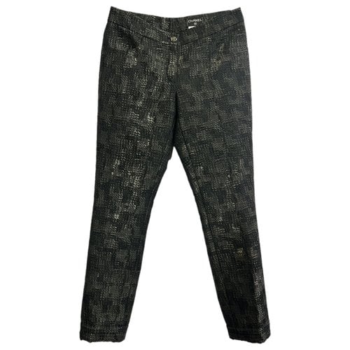 Pre-owned Chanel Wool Chino Pants In Metallic