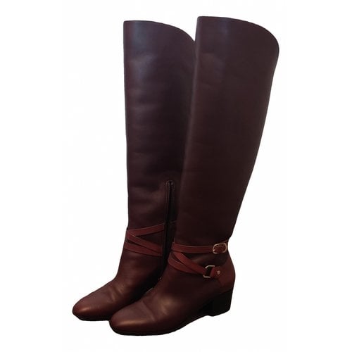 Pre-owned Jimmy Choo Leather Boots In Burgundy