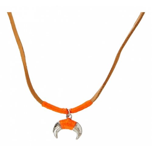 Pre-owned Aurelie Bidermann Takayama Silver Necklace In Orange