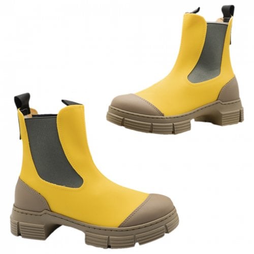 Pre-owned Ganni Wellington Boots In Yellow