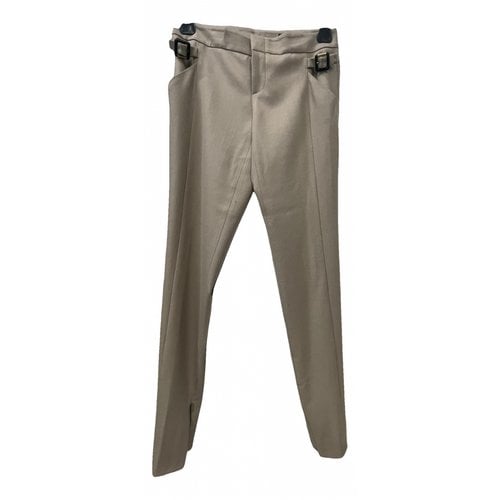 Pre-owned Gucci Wool Straight Pants In Camel