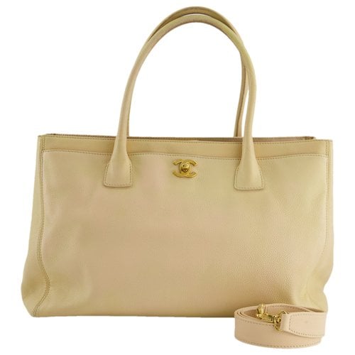 Pre-owned Chanel Executive Leather Tote In Yellow