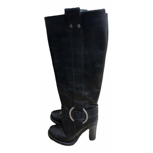 Pre-owned Casadei Leather Riding Boots In Black
