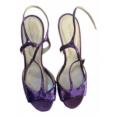Pre-owned Sergio Rossi Glitter Sandals In Purple