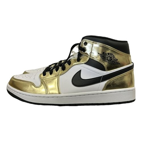 Pre-owned Jordan 1 Patent Leather High Trainers In Gold