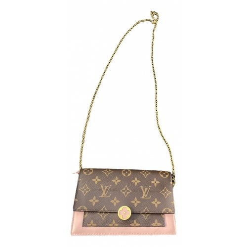 Pre-owned Louis Vuitton Fã©licie Leather Clutch Bag In Brown