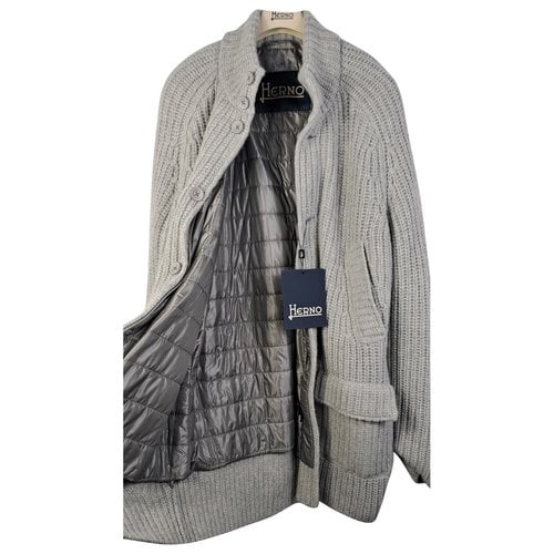 Pre-owned Herno Wool Coat In Grey