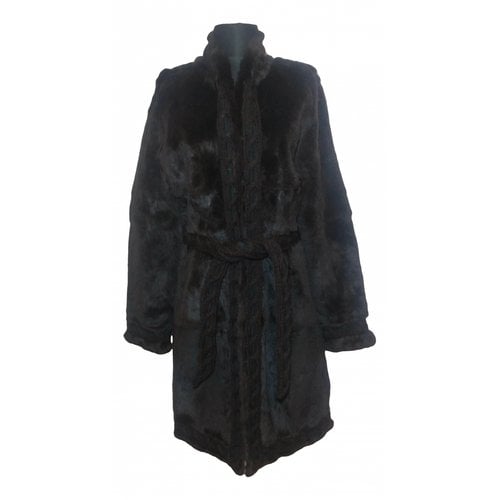 Pre-owned Essentiel Antwerp Faux Fur Coat In Brown