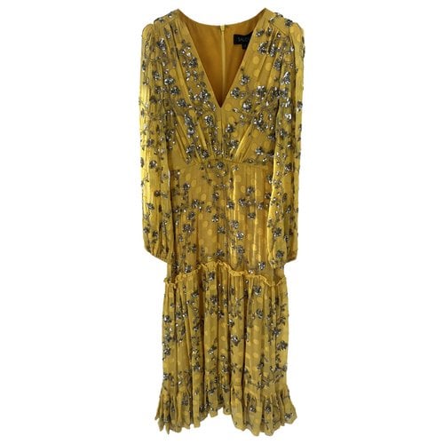 Pre-owned Saloni Silk Mid-length Dress In Yellow