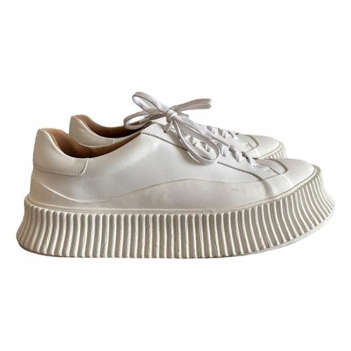 Pre-owned Jil Sander Leather Low Trainers In White