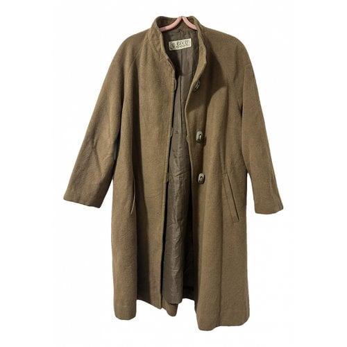 Pre-owned Gucci Wool Trench Coat In Brown