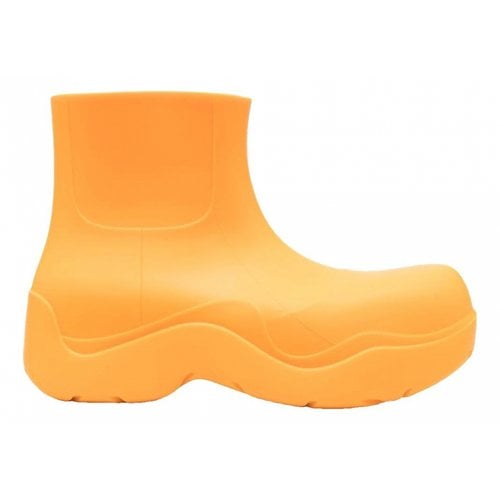 Pre-owned Bottega Veneta Puddle Boots In Orange