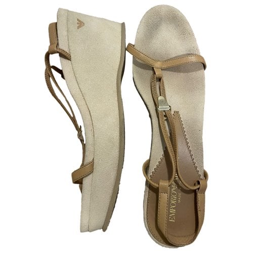 Pre-owned Emporio Armani Leather Sandals In Beige
