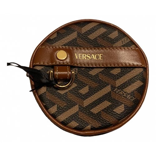 Pre-owned Versace Leather Clutch Bag In Brown
