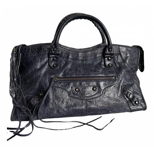 Pre-owned Balenciaga Part Time Leather Handbag In Navy