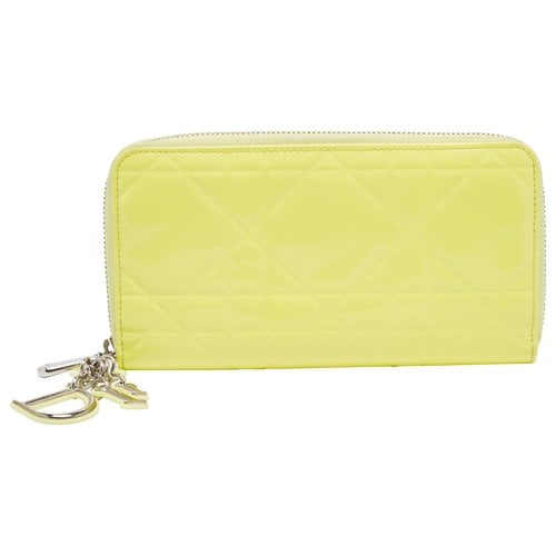 Pre-owned Dior Patent Leather Wallet In Yellow