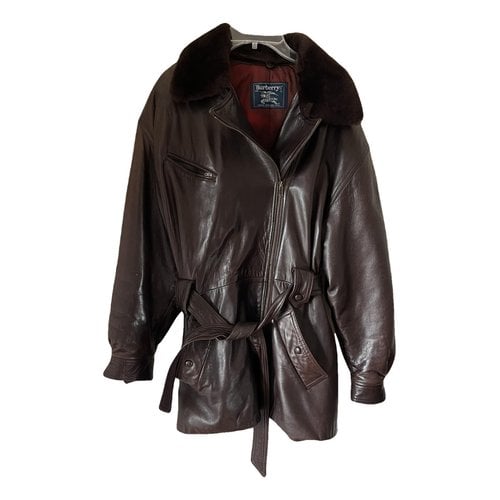 Pre-owned Burberry Leather Coat In Brown