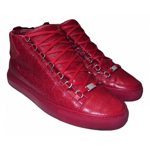 Pre-owned Balenciaga Leather Lace Ups In Red
