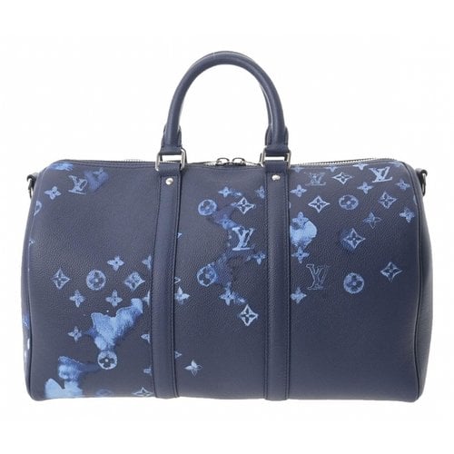 Pre-owned Louis Vuitton Leather Weekend Bag In Navy