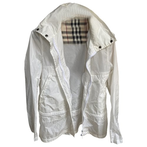 Pre-owned Burberry Biker Jacket In White