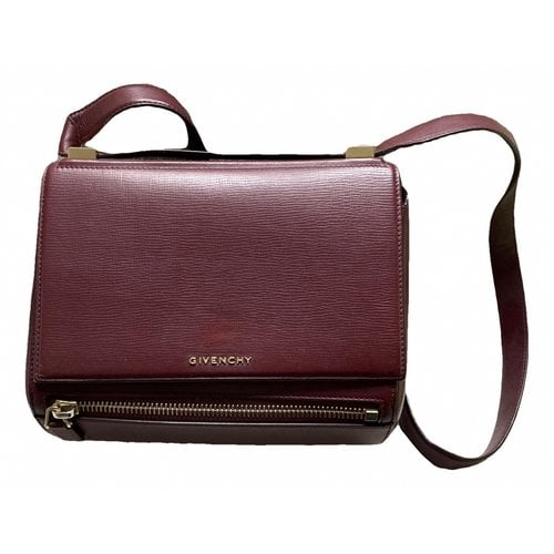 Pre-owned Givenchy Pandora Box Leather Crossbody Bag In Burgundy
