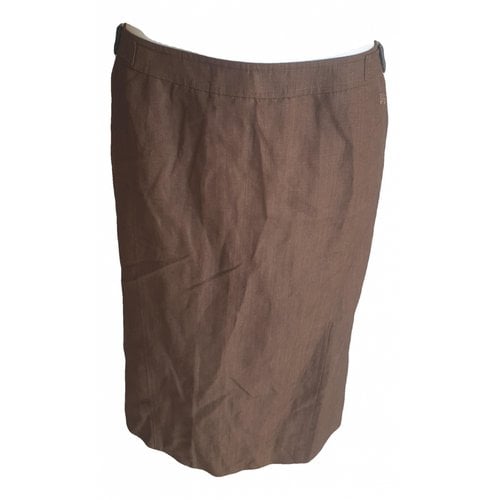 Pre-owned Burberry Linen Mid-length Skirt In Brown