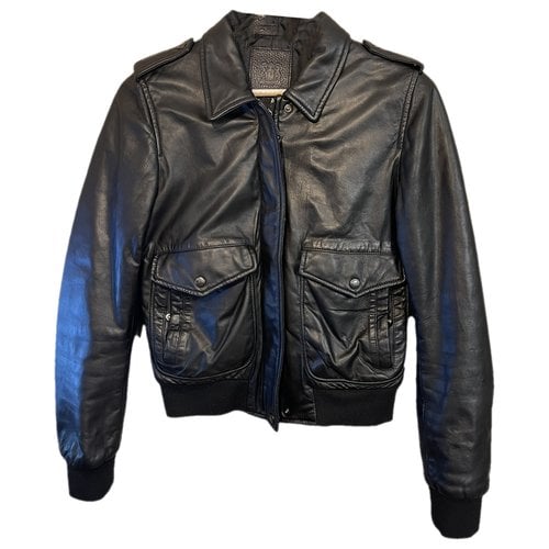Pre-owned Trussardi Leather Biker Jacket In Black