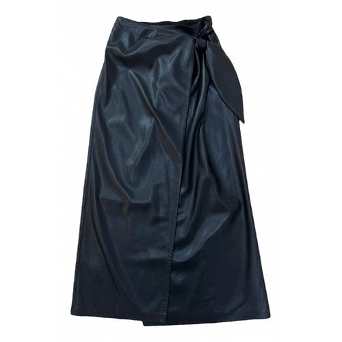 Pre-owned Nanushka Vegan Leather Mid-length Skirt In Black