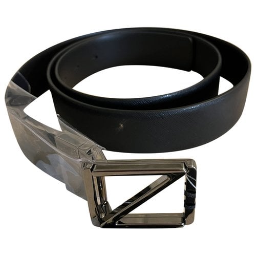 Pre-owned Z Zegna Leather Belt In Black