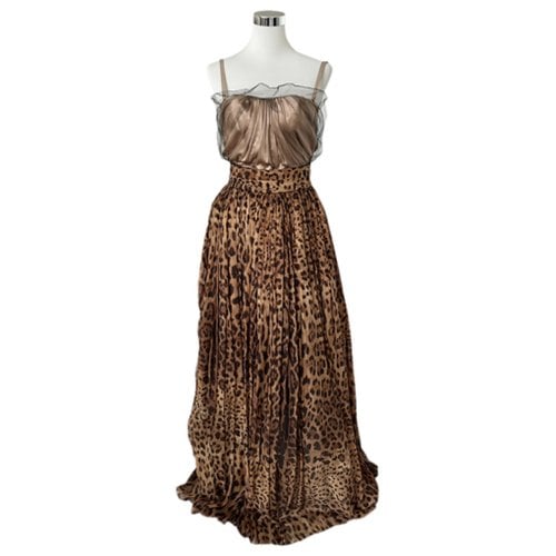Pre-owned Dolce & Gabbana Silk Maxi Dress In Brown
