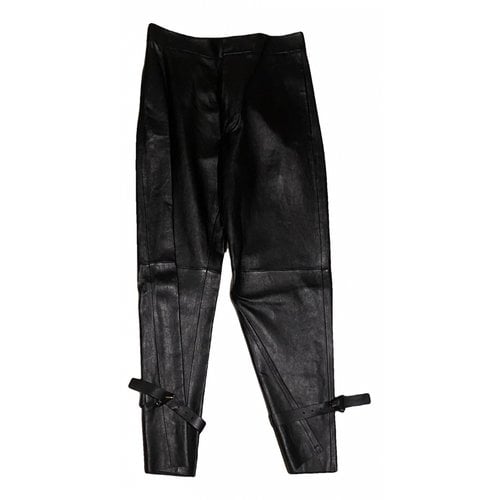 Pre-owned Bottega Veneta Leather Trousers In Black