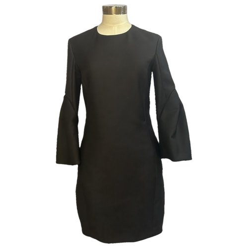 Pre-owned Dior Wool Mini Dress In Black