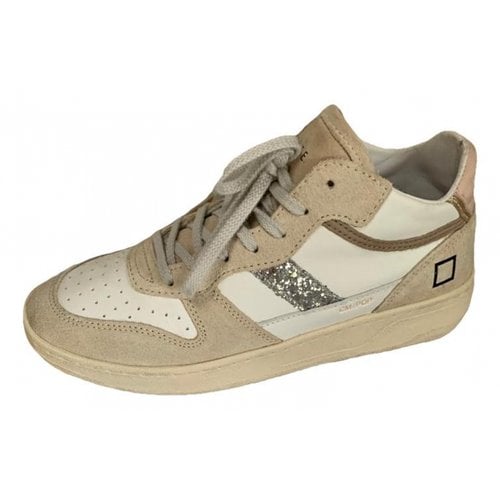 Pre-owned Date Leather Trainers In Beige