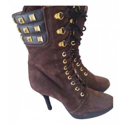 Pre-owned Pinko Biker Boots In Brown