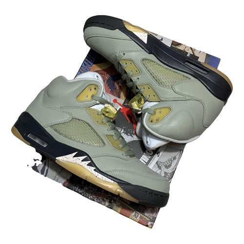 Pre-owned Jordan 5 Leather High Trainers In Green