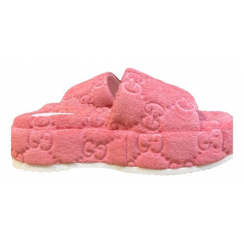 Pre-owned Gucci Cloth Sandal In Pink
