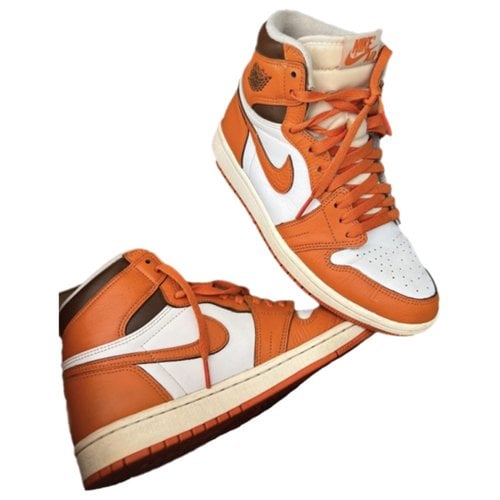Pre-owned Jordan 1 Leather High Trainers In Orange