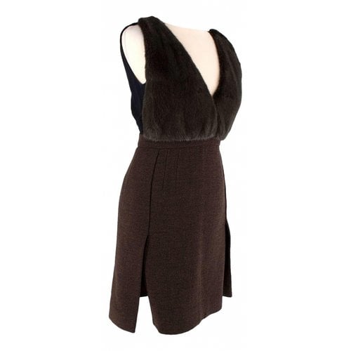 Pre-owned Prada Tweed Dress In Brown
