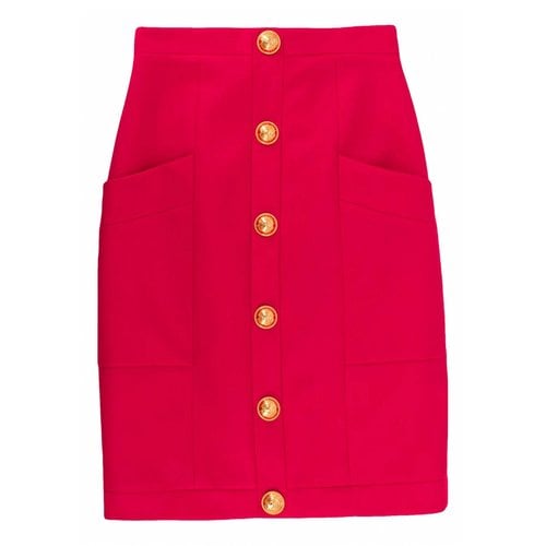 Pre-owned Balmain Wool Skirt In Pink
