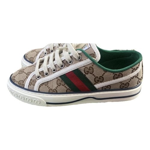 Pre-owned Gucci Cloth Trainers In Brown