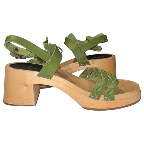 Pre-owned Swedish Hasbeens Leather Sandal In Green