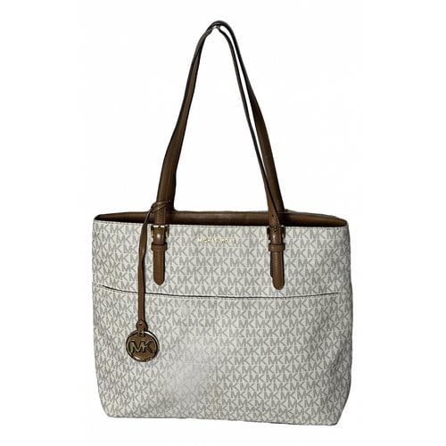 Pre-owned Michael Kors Leather Tote In Beige