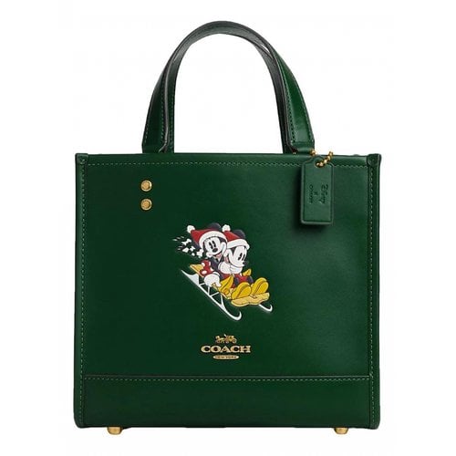 Pre-owned Coach Disney Collection Leather Tote In Green