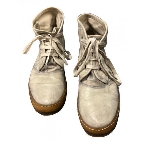 Pre-owned A1923 Exotic Leathers Lace Ups In Beige
