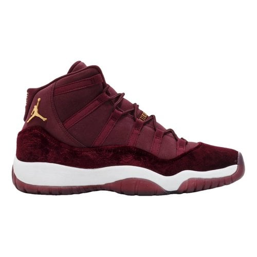 Pre-owned Jordan 11 Leather Trainers In Burgundy